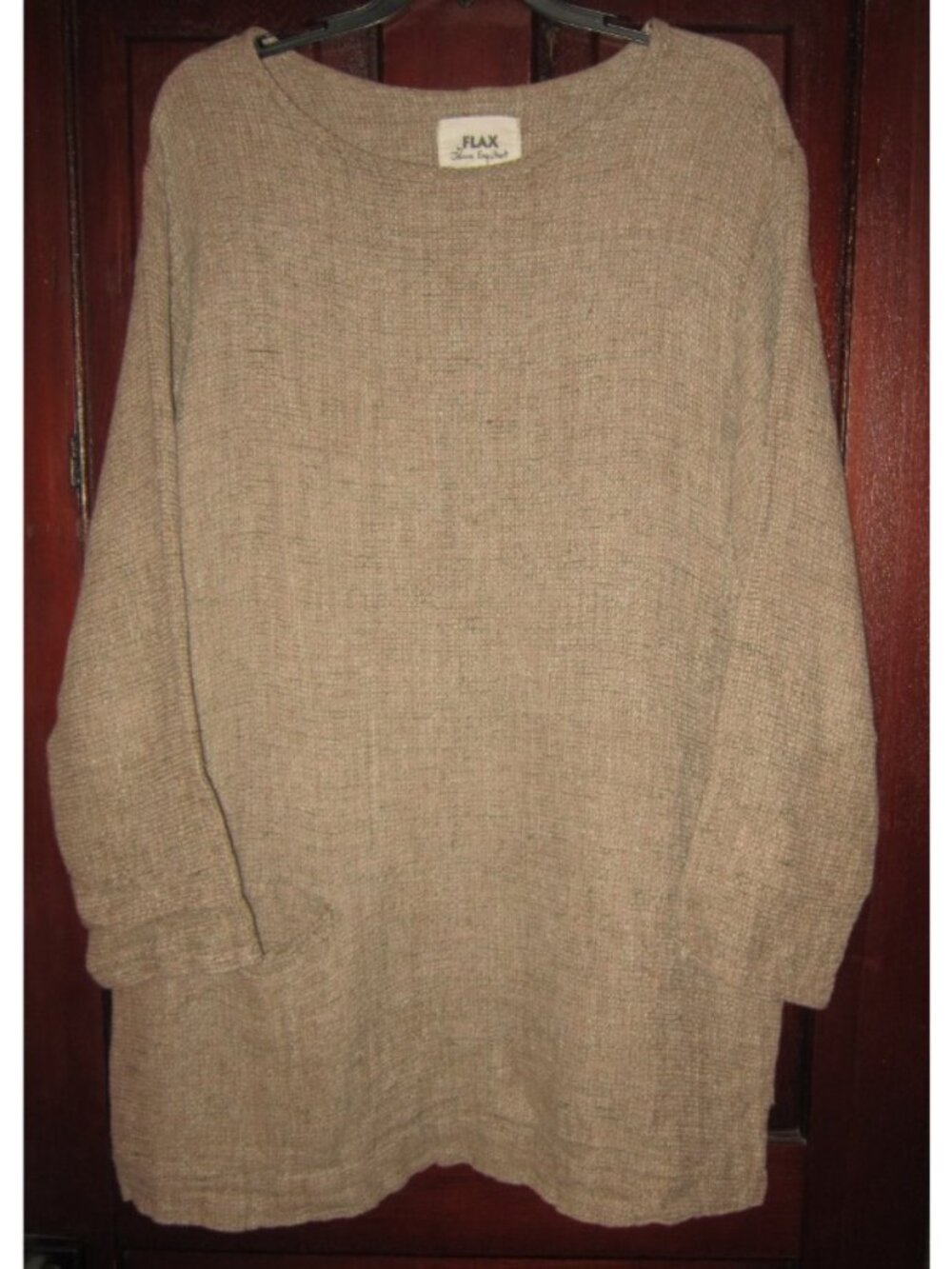FLAX Jeanne Engelhart M Tunic Top Blouse Shirt 100% Linen Thermal Heavy Pocket